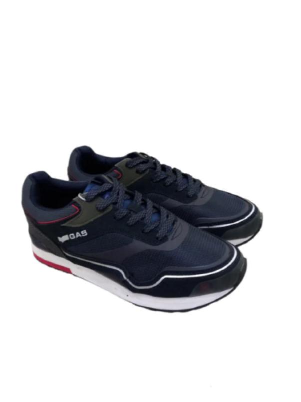 SCARPE GAS SINDER. UOMO BLU NYLON E PELLE SCAMOSCIATA