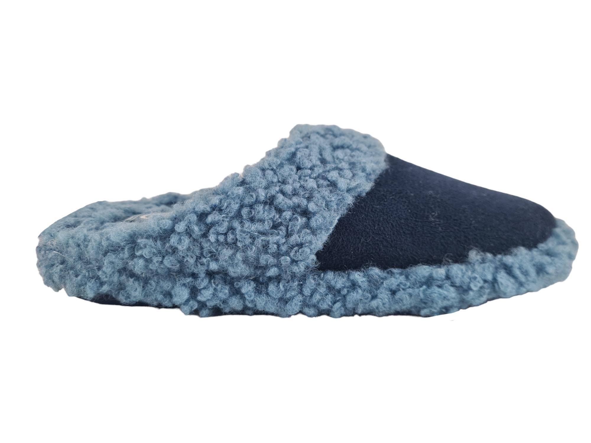 Pantofole Griff blu imbottite in lana