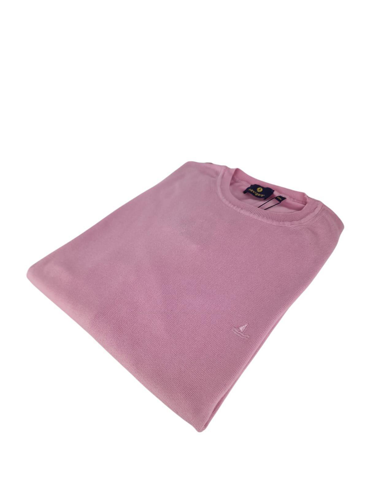 Maglioncino girocollo in cotone pettinato da uomo Navigare rosa 3XL