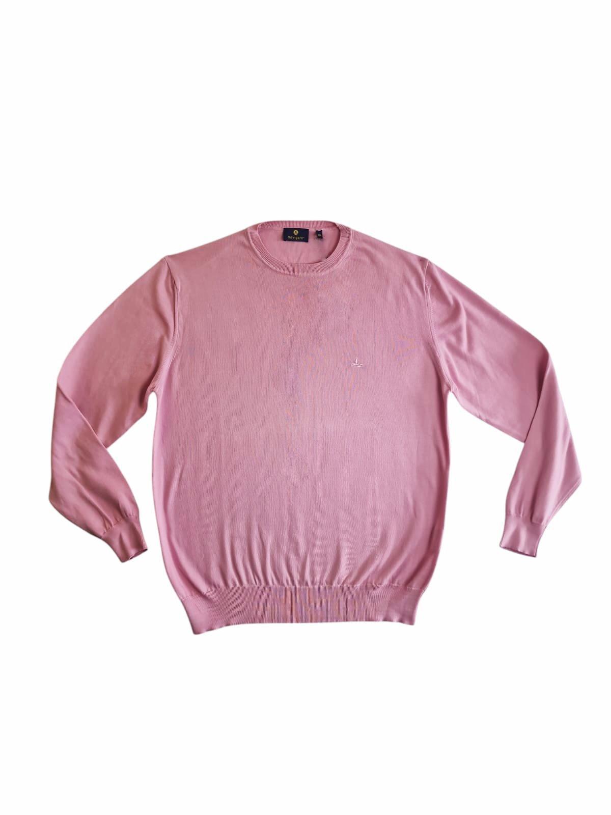 Maglioncino girocollo in cotone pettinato da uomo Navigare rosa 3XL