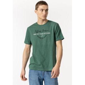 T-shirt  uomo con scritta frontale cotone verde