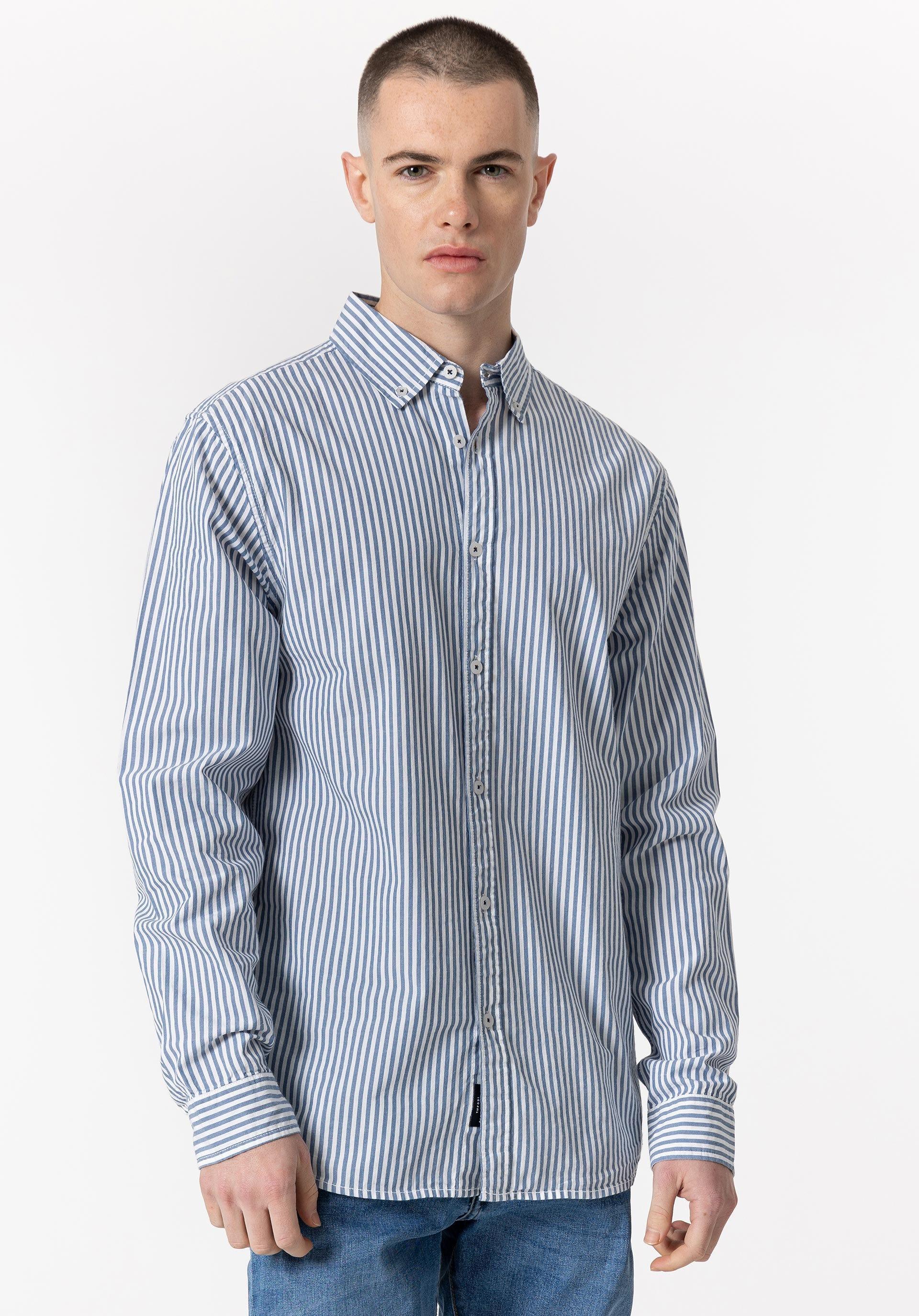 tiffosi camicia u a righe in cotone denim