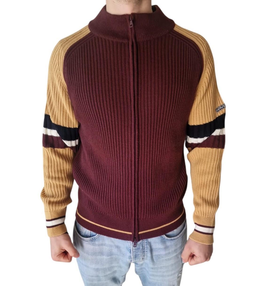 Cardigan uomo misto lana Navigare con zip