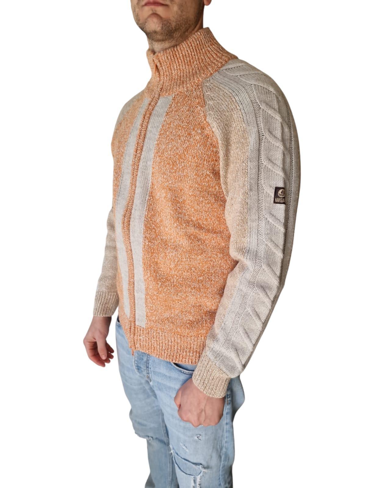 Cardigan uomo misto lana Navigare con zip