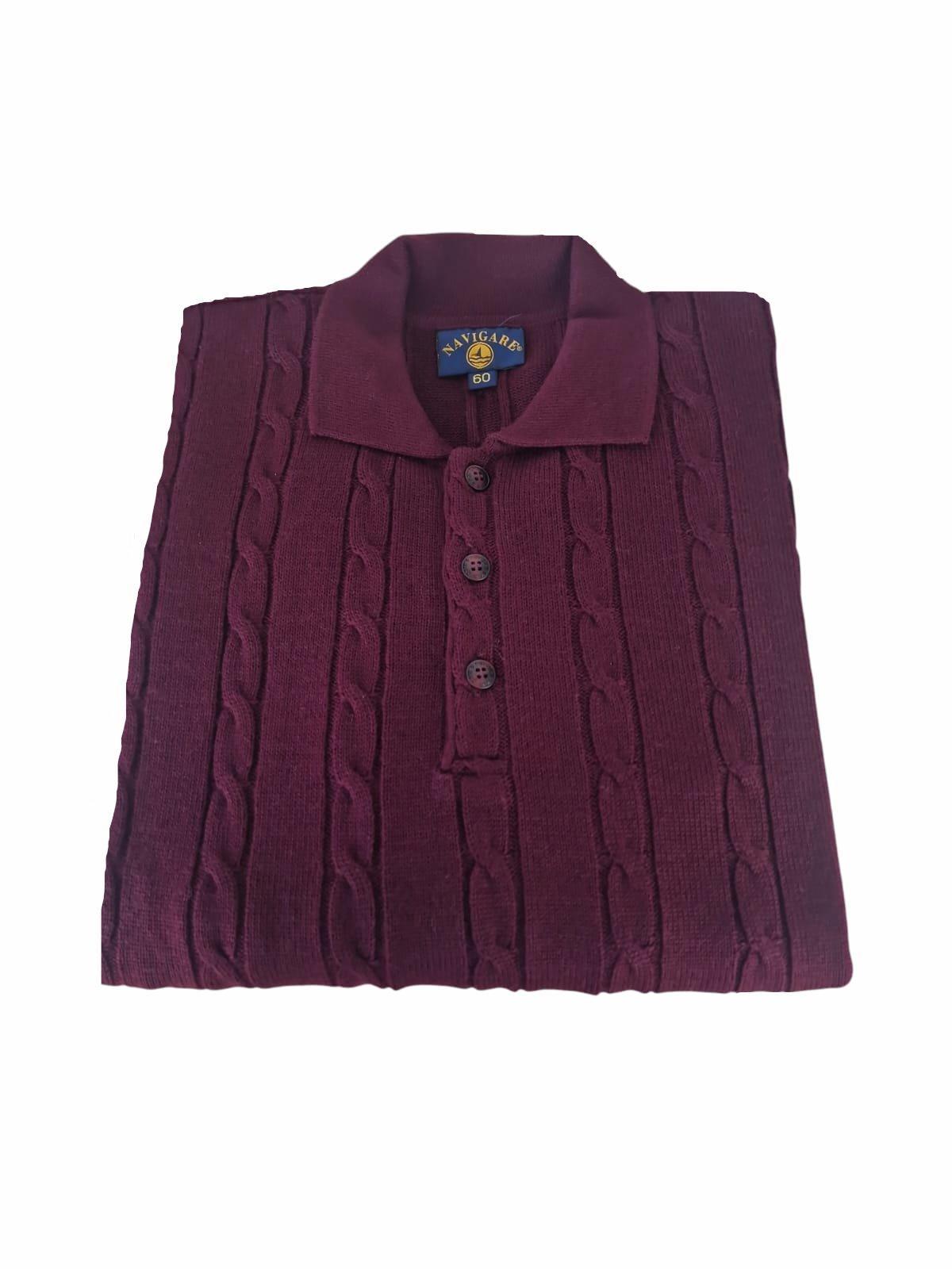 Maglione taglie forti misto lana da uomo Navigare bordeaux