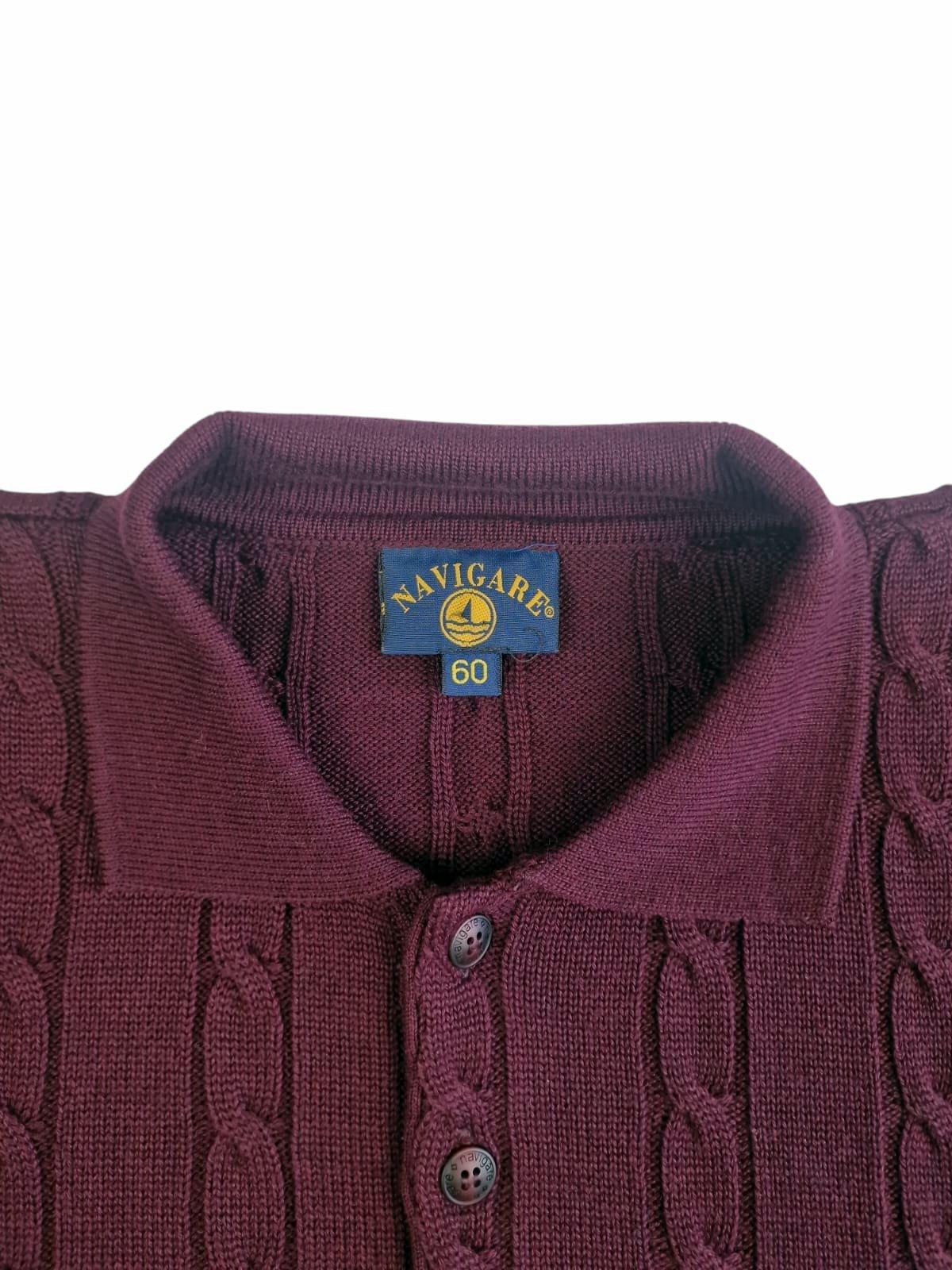 Maglione taglie forti misto lana da uomo Navigare bordeaux