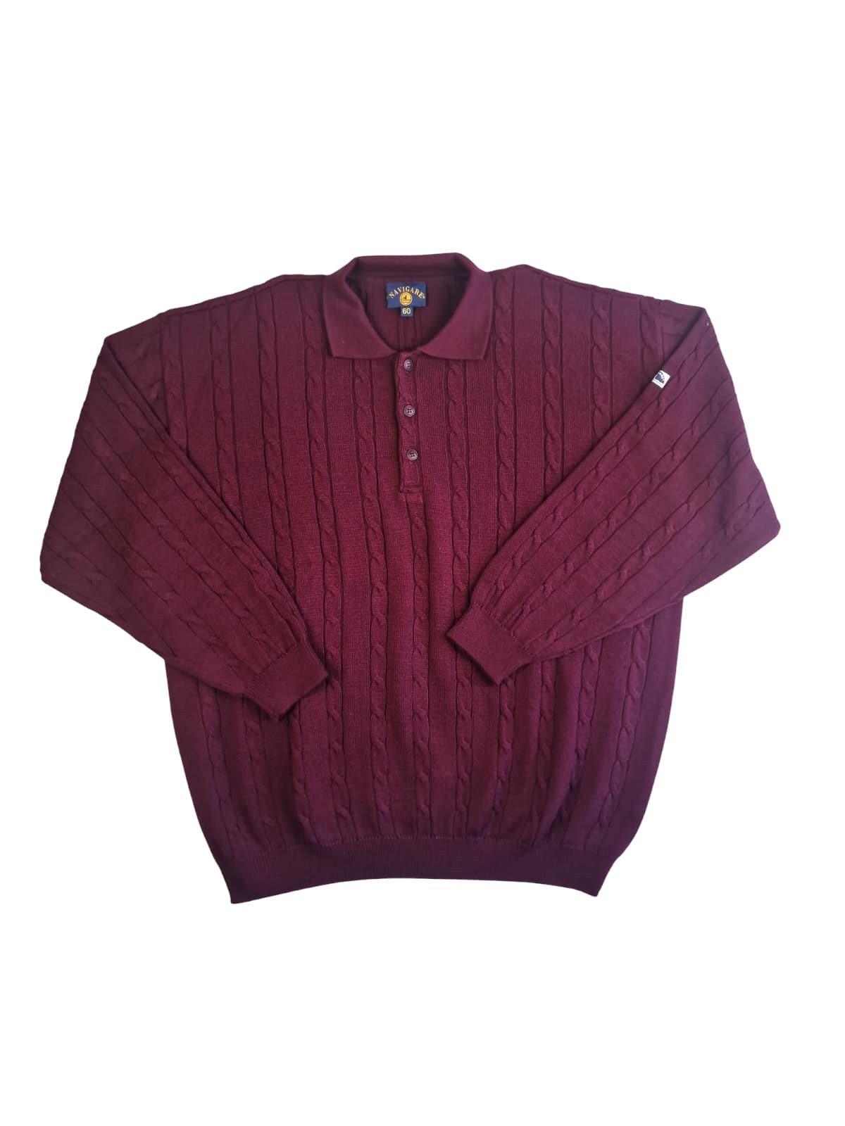 Maglione taglie forti misto lana da uomo Navigare bordeaux