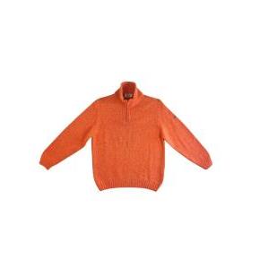 Maglione mezza zip da uomo in misto lana  arancione