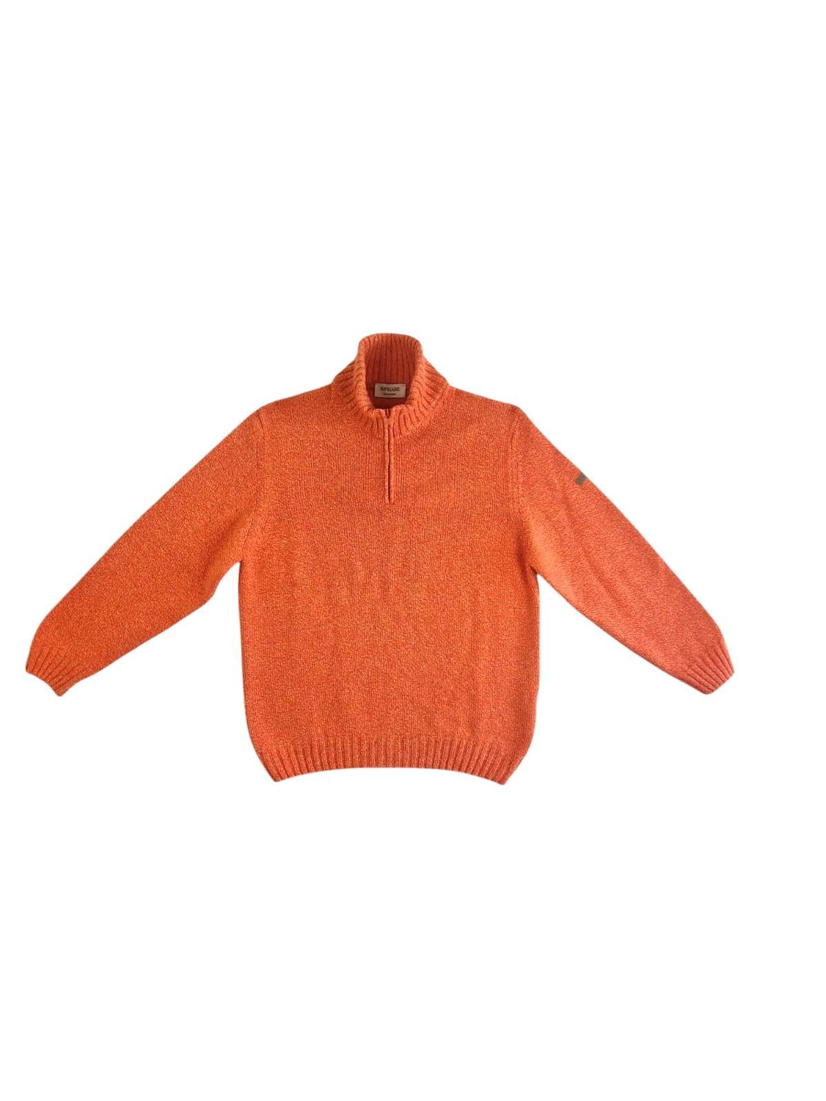 Maglione mezza zip da uomo in misto lana Navigare arancione