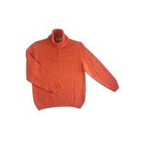 Maglione mezza zip da uomo in misto lana  arancione