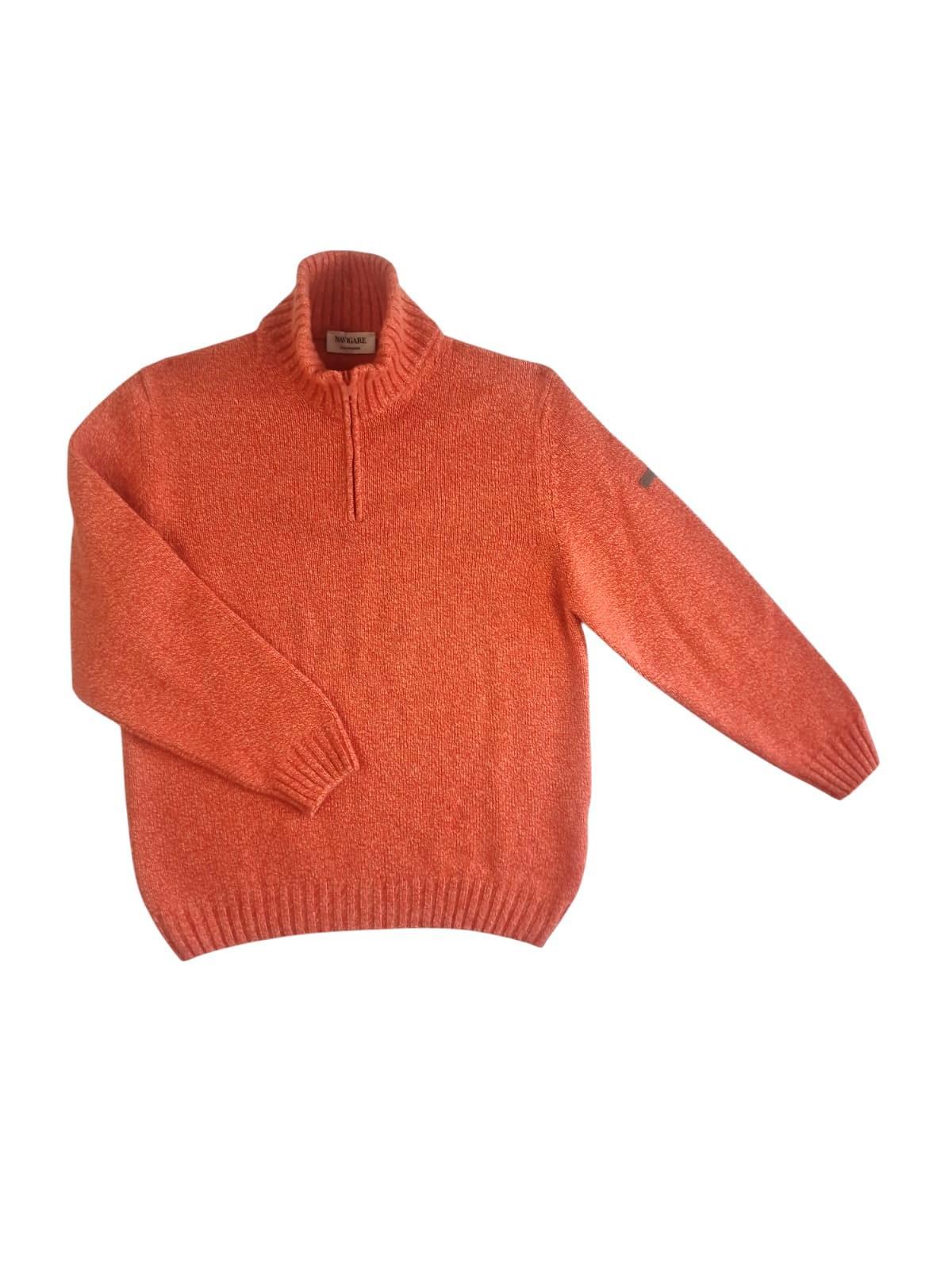 Maglione mezza zip da uomo in misto lana Navigare arancione