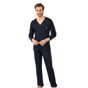 Pigiama  uomo cotone interlock aperto blu