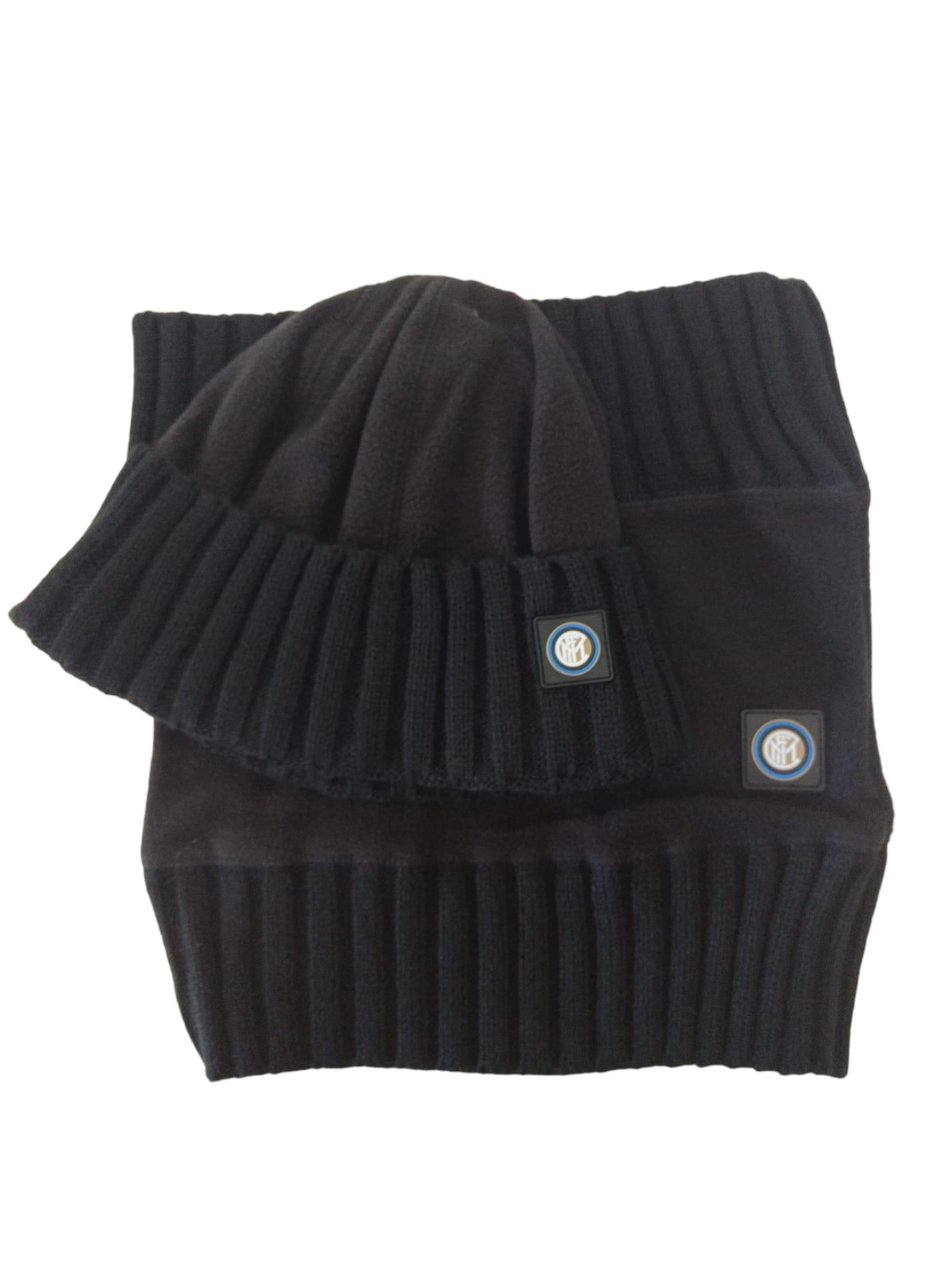 Inter scaldacollo + cappello pile bambino Nero