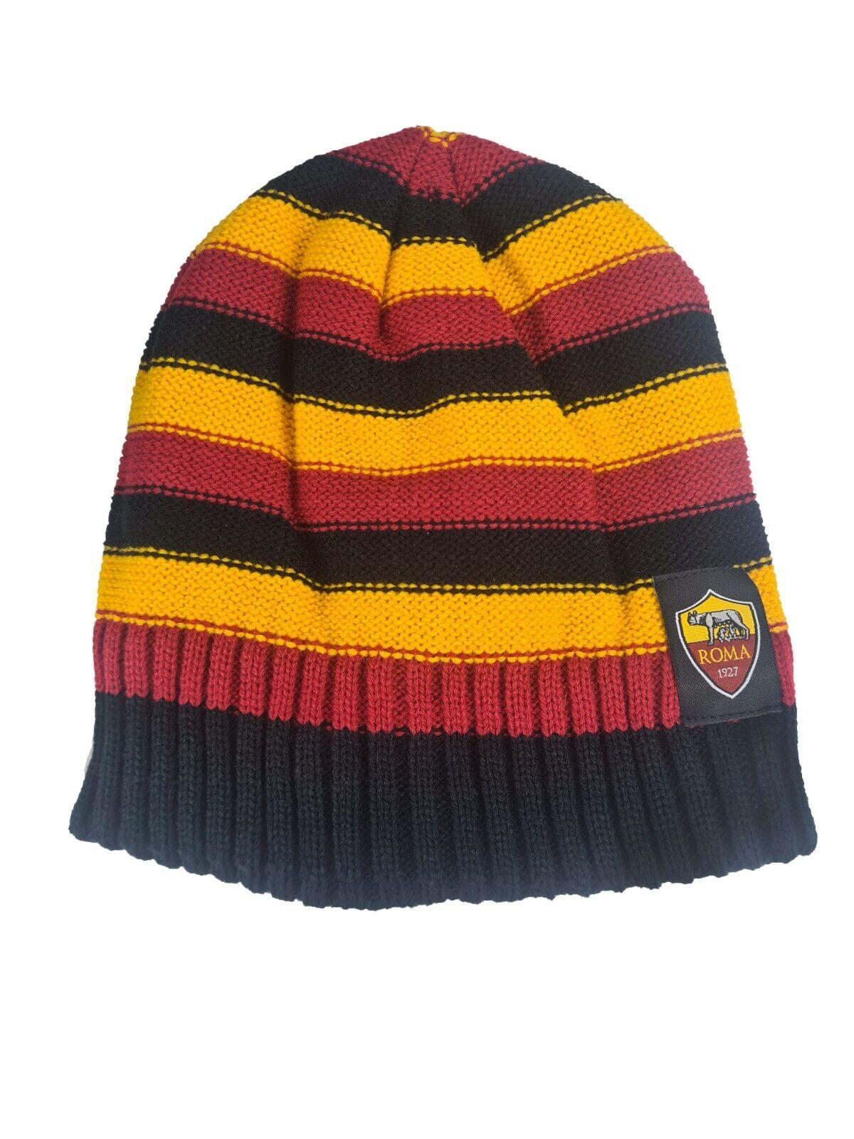 Cappello AS Roma zuccotto giallo rosso con stemma