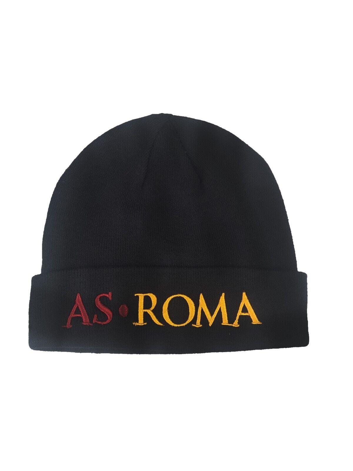 Cappello AS Roma zuccotto nero adulto con scritta