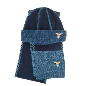 Set zuccotto + sciarpa bambino in pile lazio blu