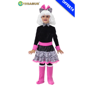 Abito carn doll zebratina parrucca rosa rosa