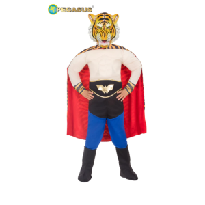 Costume carnevale da bambino uomo tigre con muscoli