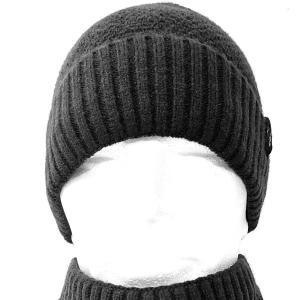 Set cappello + collo uomo in scatola con vetrina nero