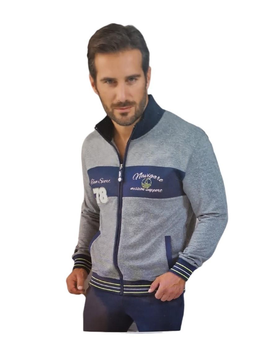 Completo tuta in cotone garzato da uomo Navigare full zip