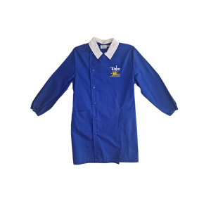 Grembiule scuola elementare da bambino blu zip  macchina da corsa