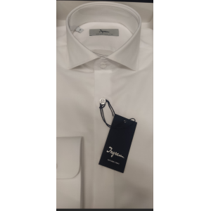 Camicia elast slim collo francese ml bianco