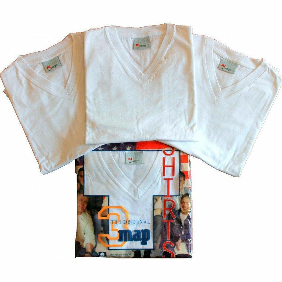 map tris t-shirt v mm cotone bianco