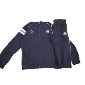 Tuta  da bambino garzata full zip con cappuccio blu