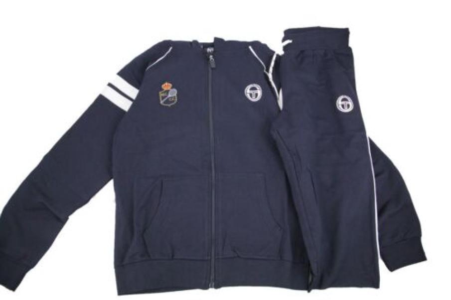 Tuta Sergio Tacchini da Bambino garzata full zip con cappuccio blu