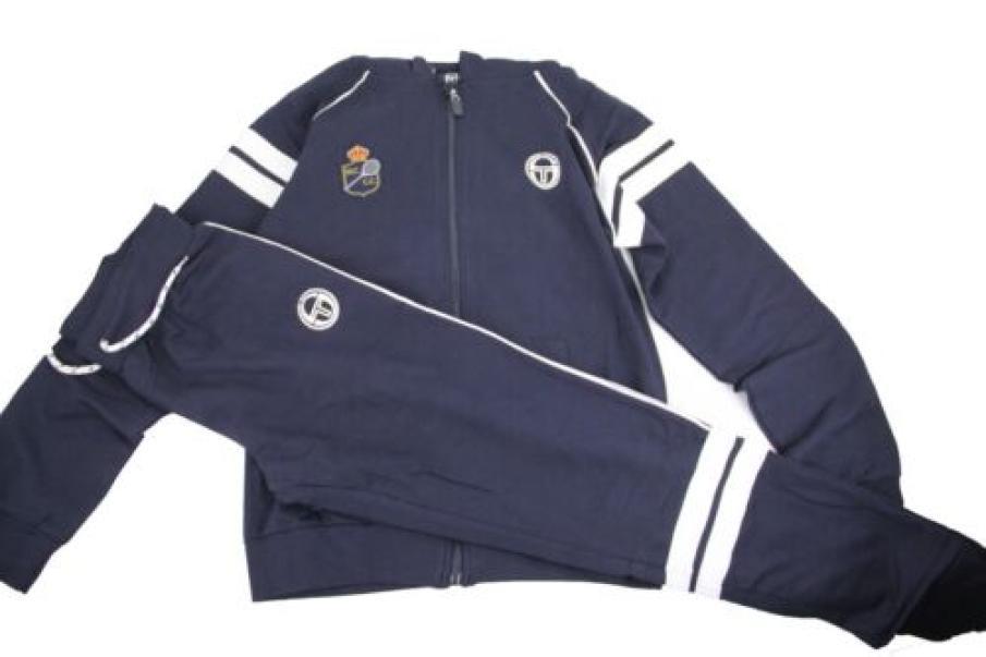 Tuta Sergio Tacchini da Bambino garzata full zip con cappuccio blu