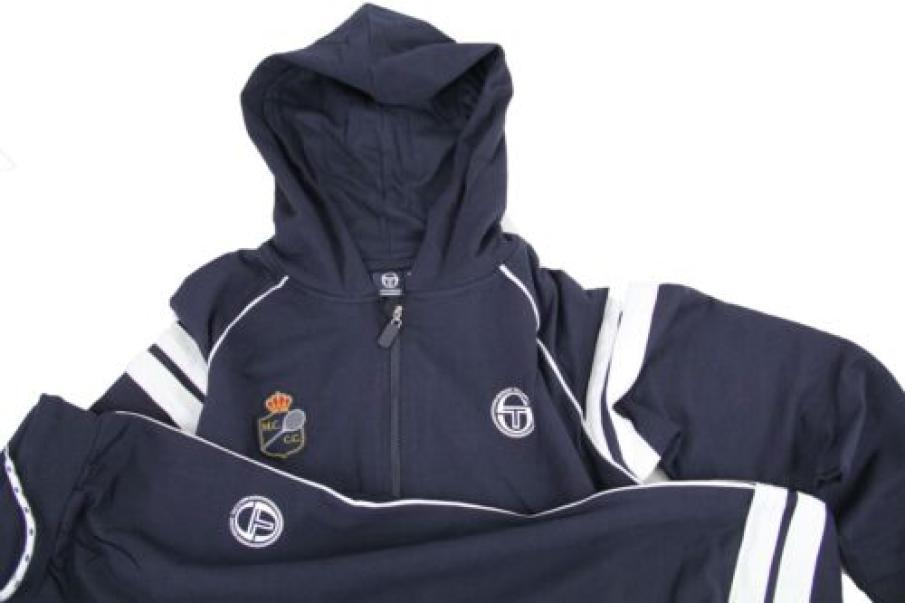 Tuta Sergio Tacchini da Bambino garzata full zip con cappuccio blu