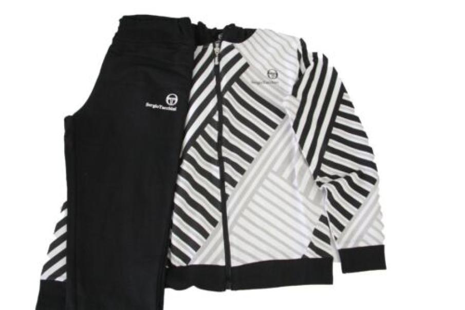 Tuta Sergio Tacchini da Bambino garzata full zip con cappuccio nero