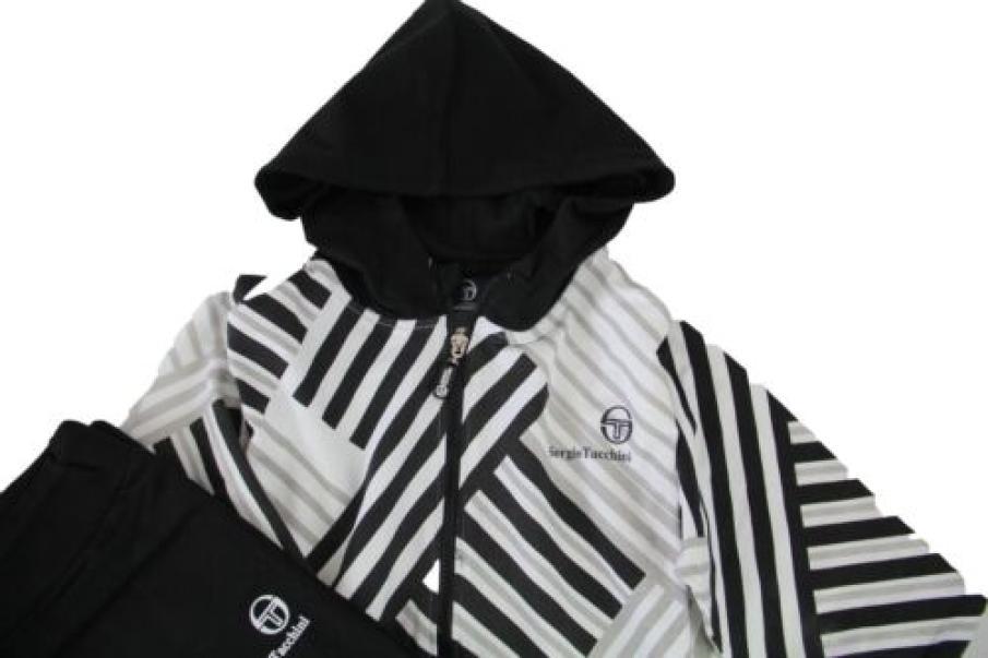 Tuta Sergio Tacchini da Bambino garzata full zip con cappuccio nero