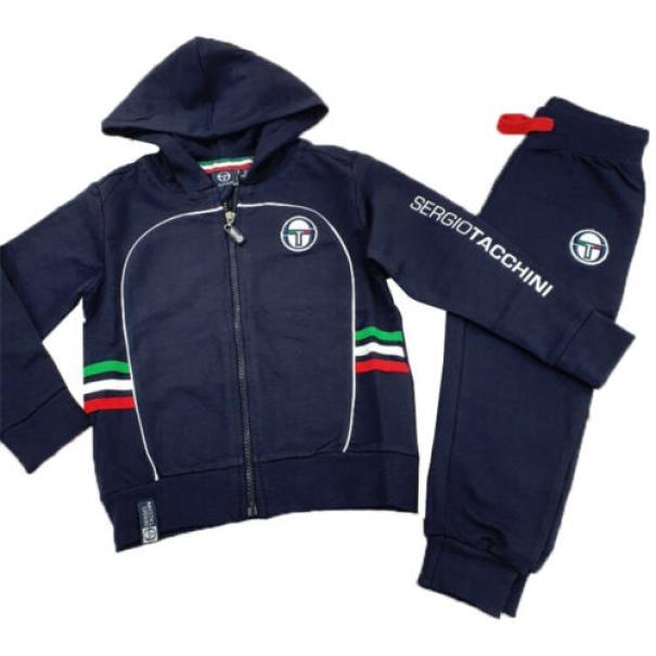 Tuta Sergio Tacchini da Bambino garzata full zip con cappuccio blu