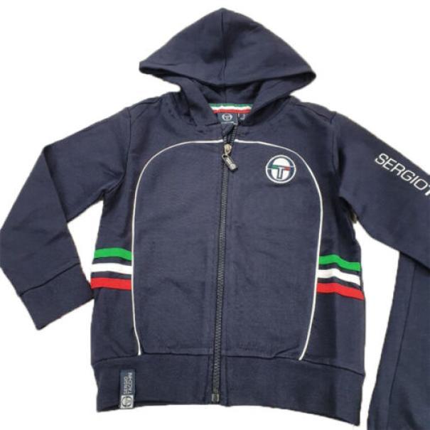 Tuta Sergio Tacchini da Bambino garzata full zip con cappuccio blu