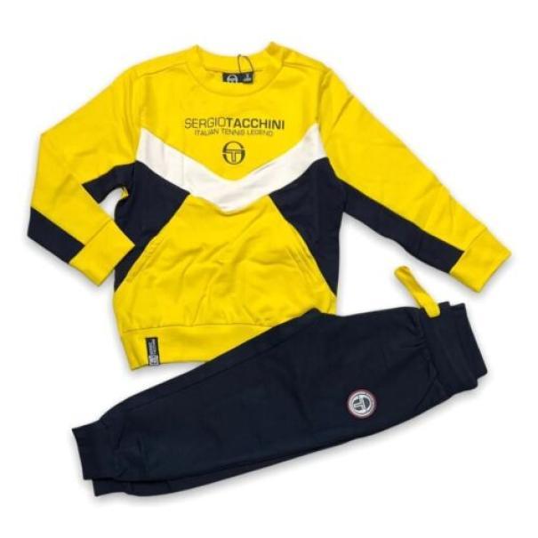 Tuta Sergio Tacchini da bambino garzata girocollo senza cappuccio giallo