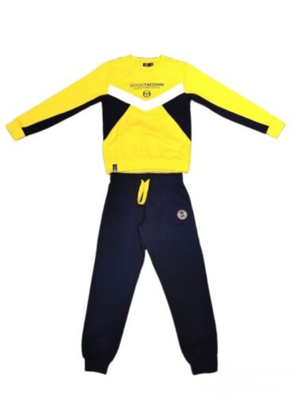 Tuta Sergio Tacchini da bambino garzata girocollo senza cappuccio giallo