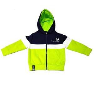 Tuta  3075t0115 bambino. garzata verde fluo e blue full zip con cappuccio ﻿