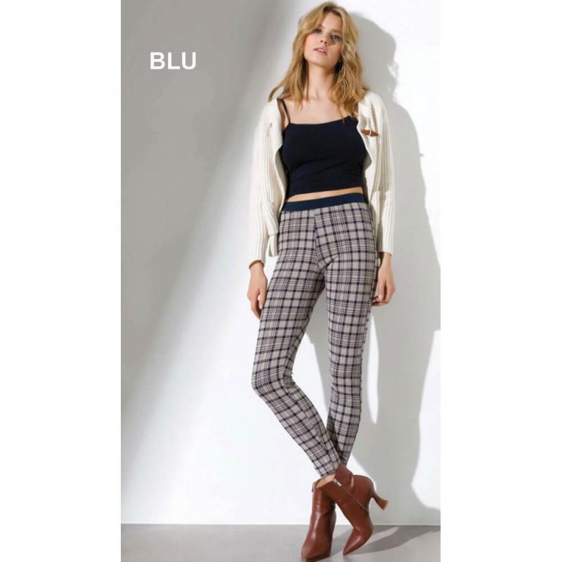 Leggings donna Jadea motivo tartan blu