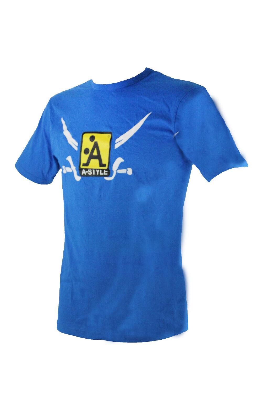 T-shirt da uomo in cotone A-style azzurro