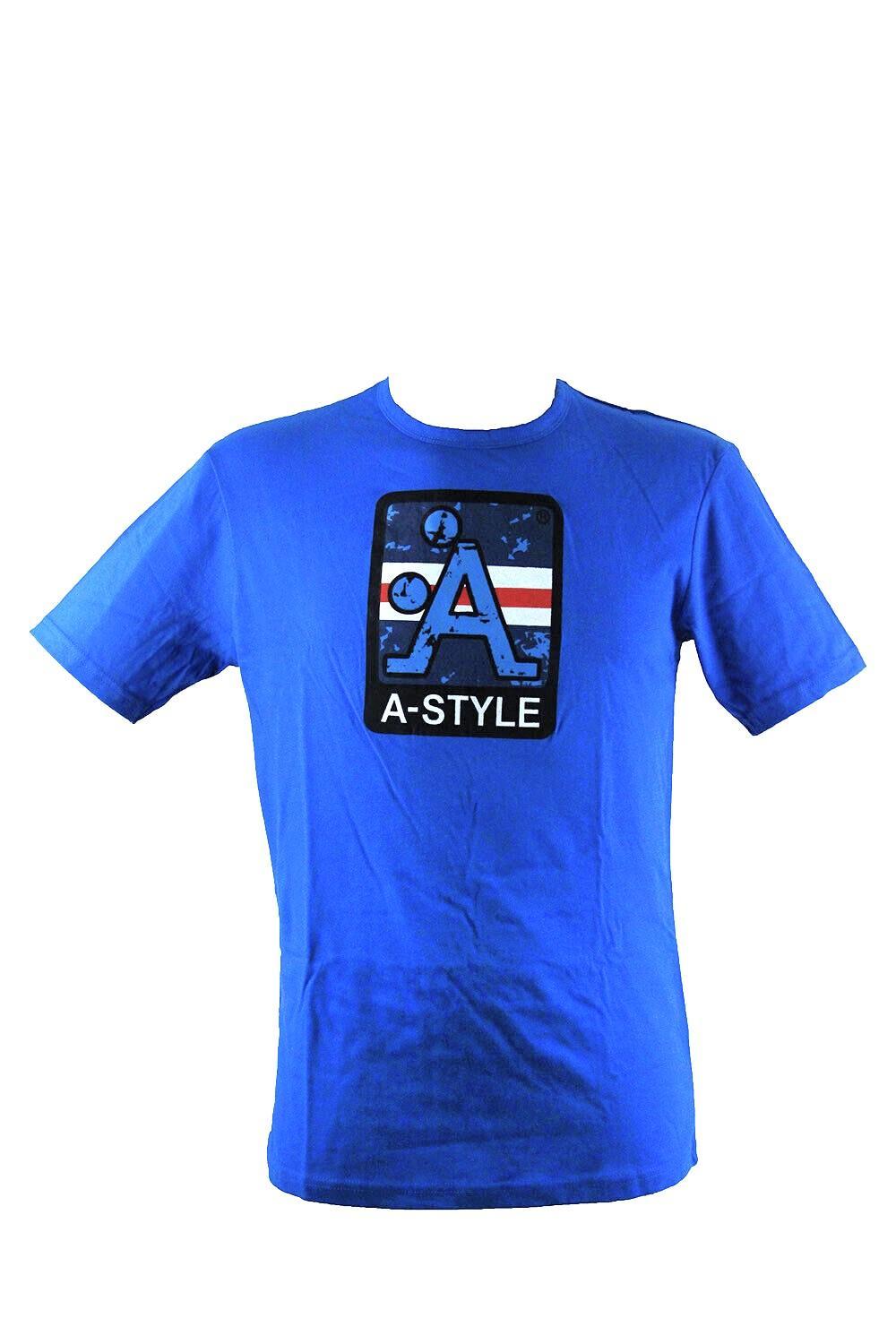 T-shirt da uomo in cotone A-style azzurro