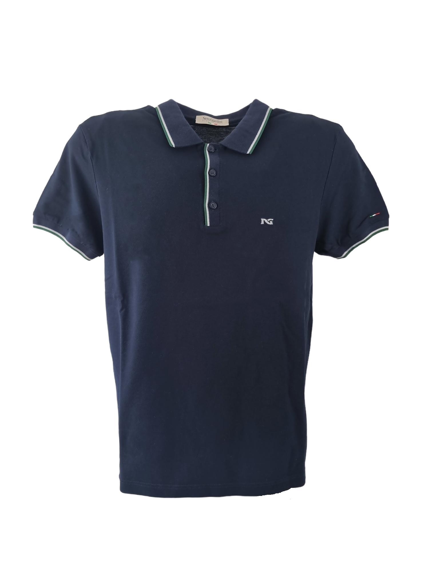 Polo da uomo in cotone Nero Giardini blu