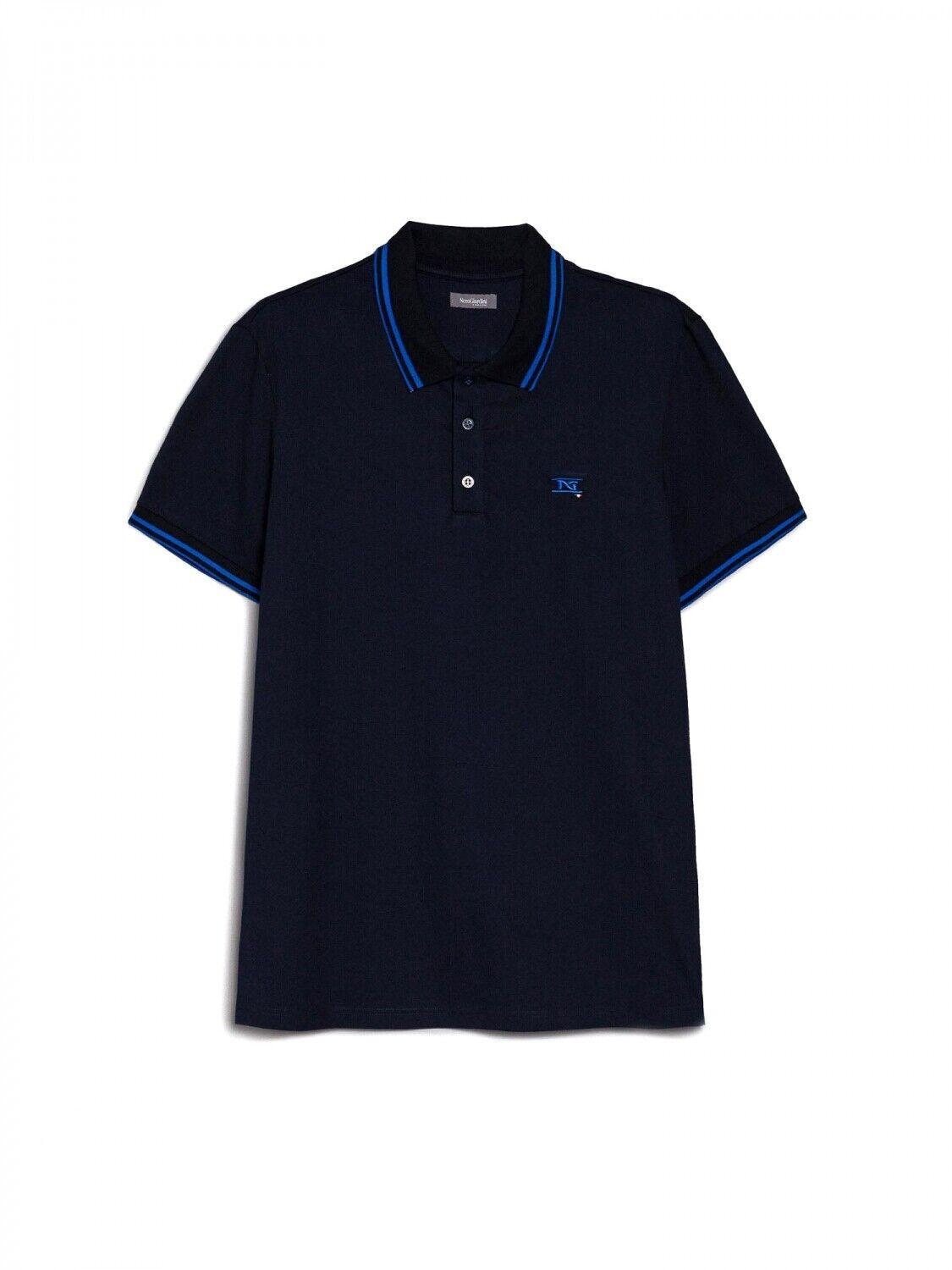 Polo da uomo in cotone Nero Giardini blu scuro