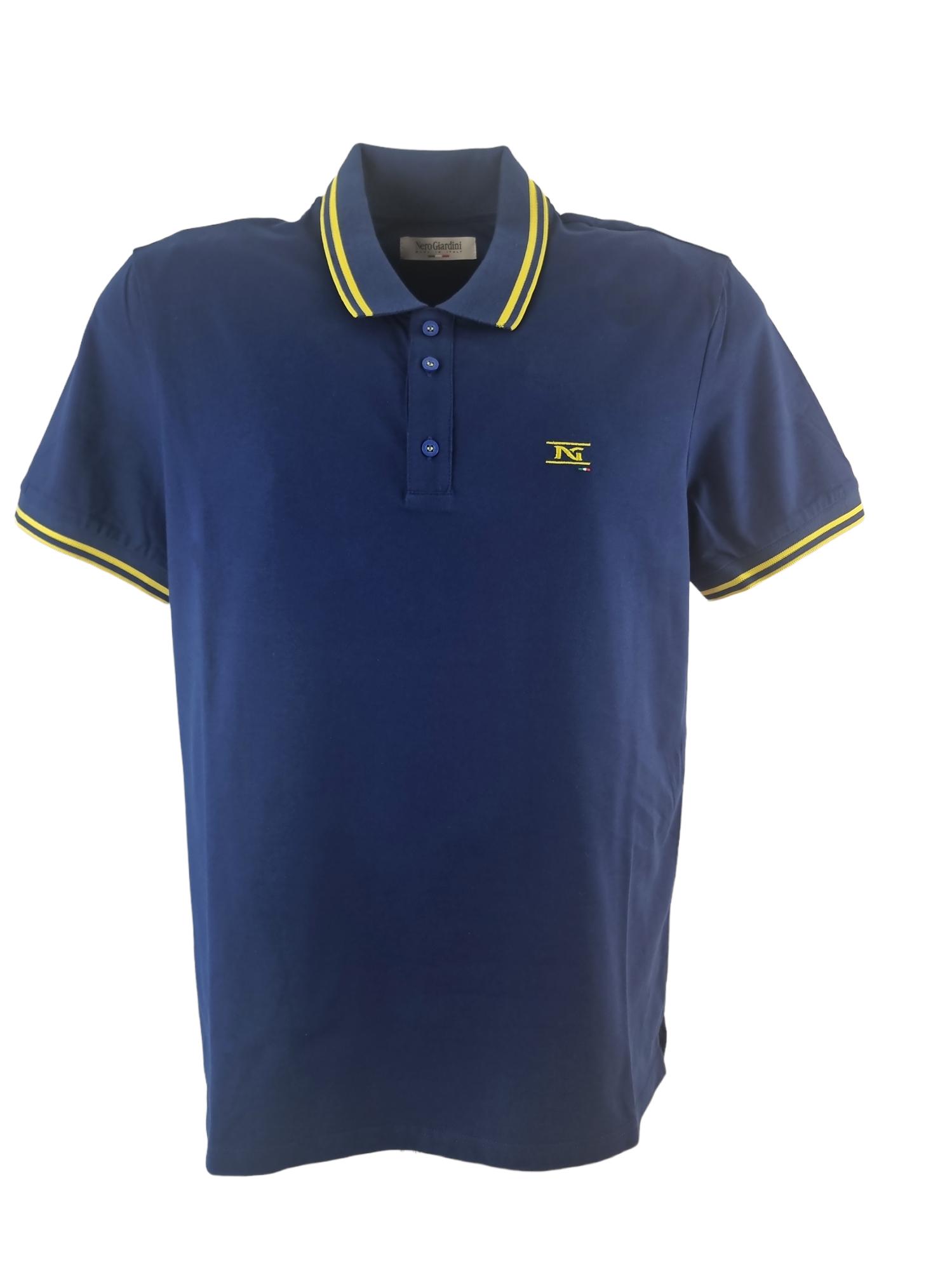 Polo da uomo in cotone Nero Giardini blu