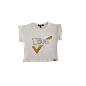 T-shirt crop in cotone da bambina