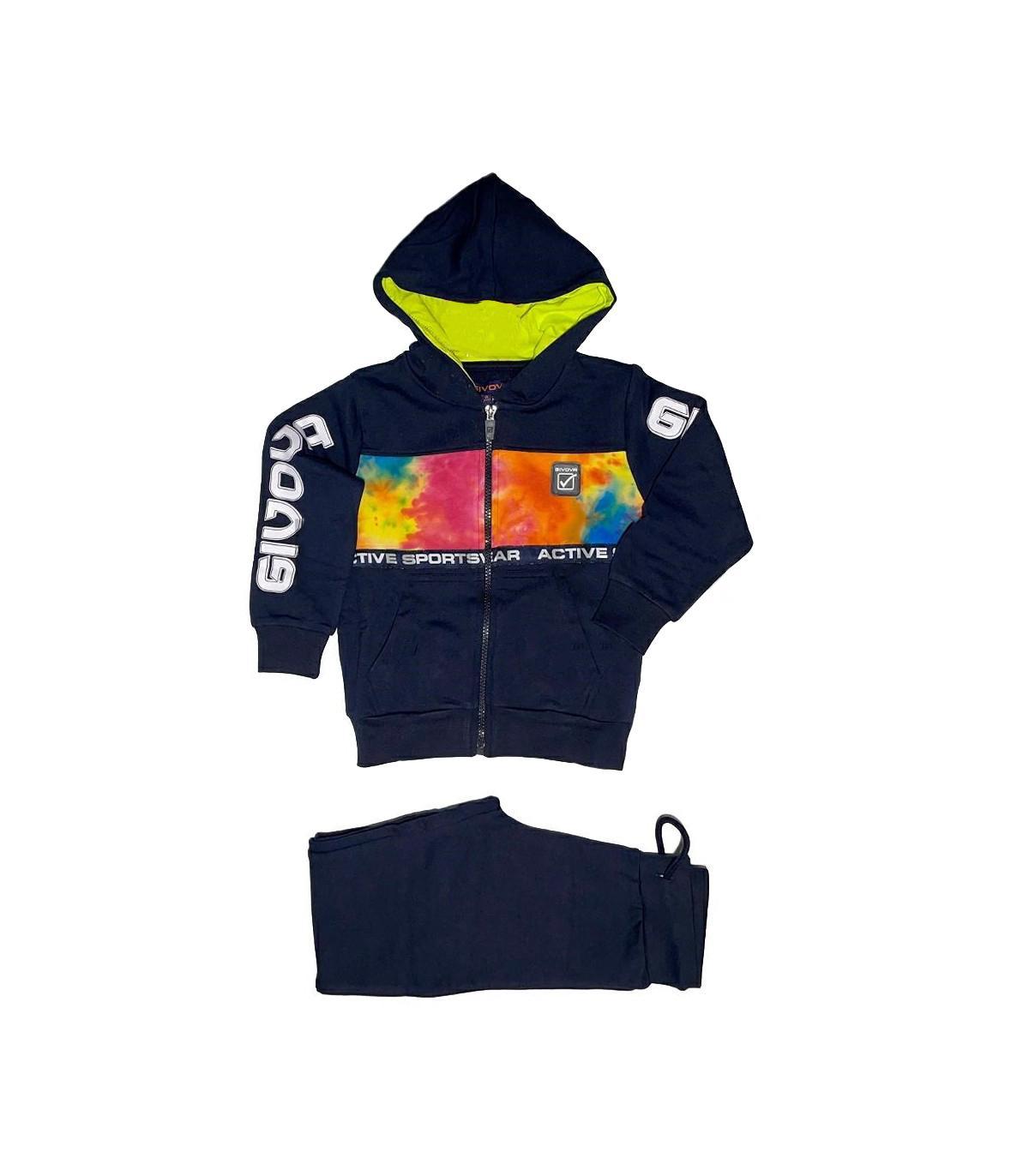 Tuta Givova bambino full zip felpato con cappuccio