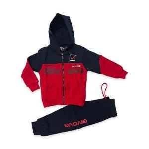 Tuta  full zip rosso con cappuccio