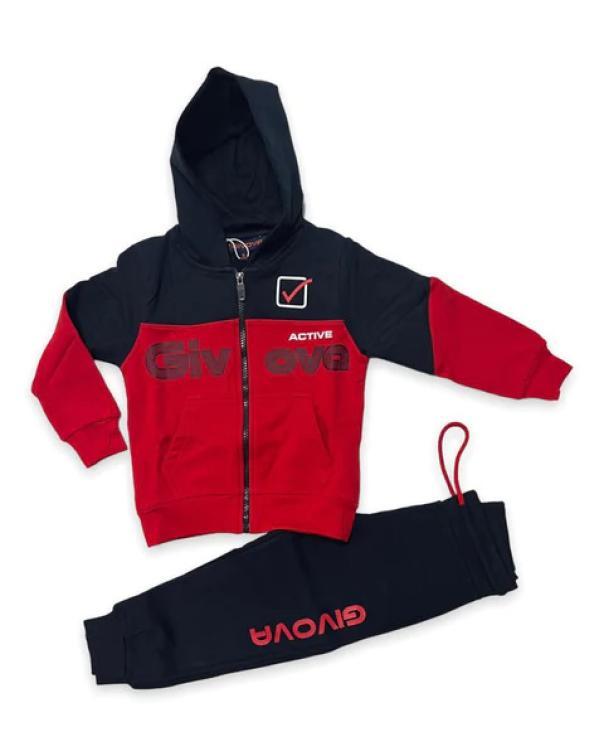 Tuta Givova full zip rosso con cappuccio