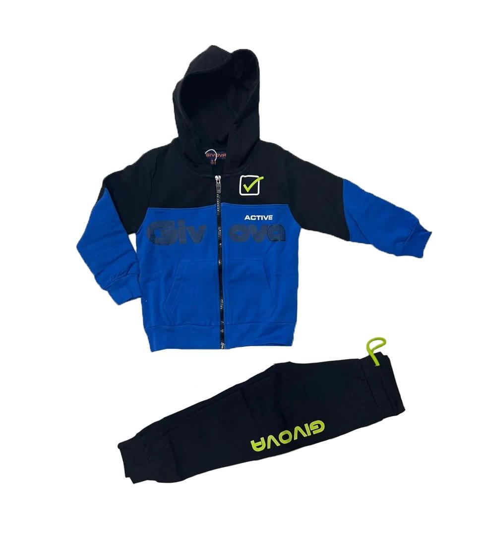 Tuta Givova full zip blu con cappuccio