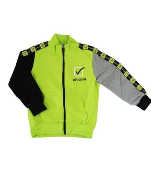 Tuta Givova  bambino 7455T0246 garzata full zip senza cappuccio verde fluo